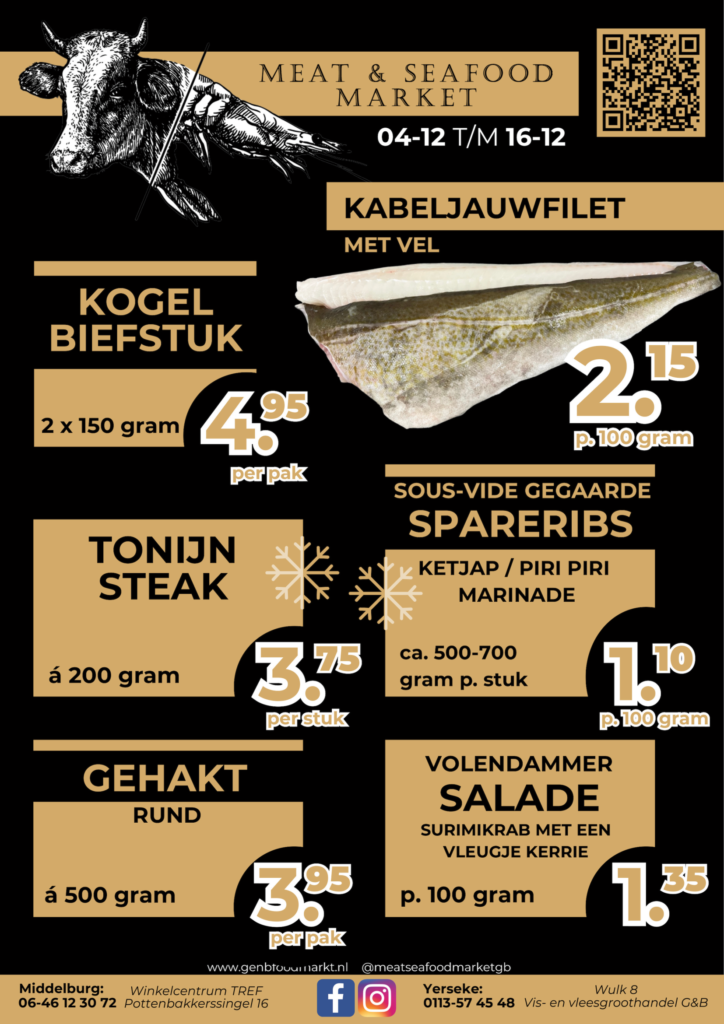 Weekaanbiedingen G&B meat & seafood market